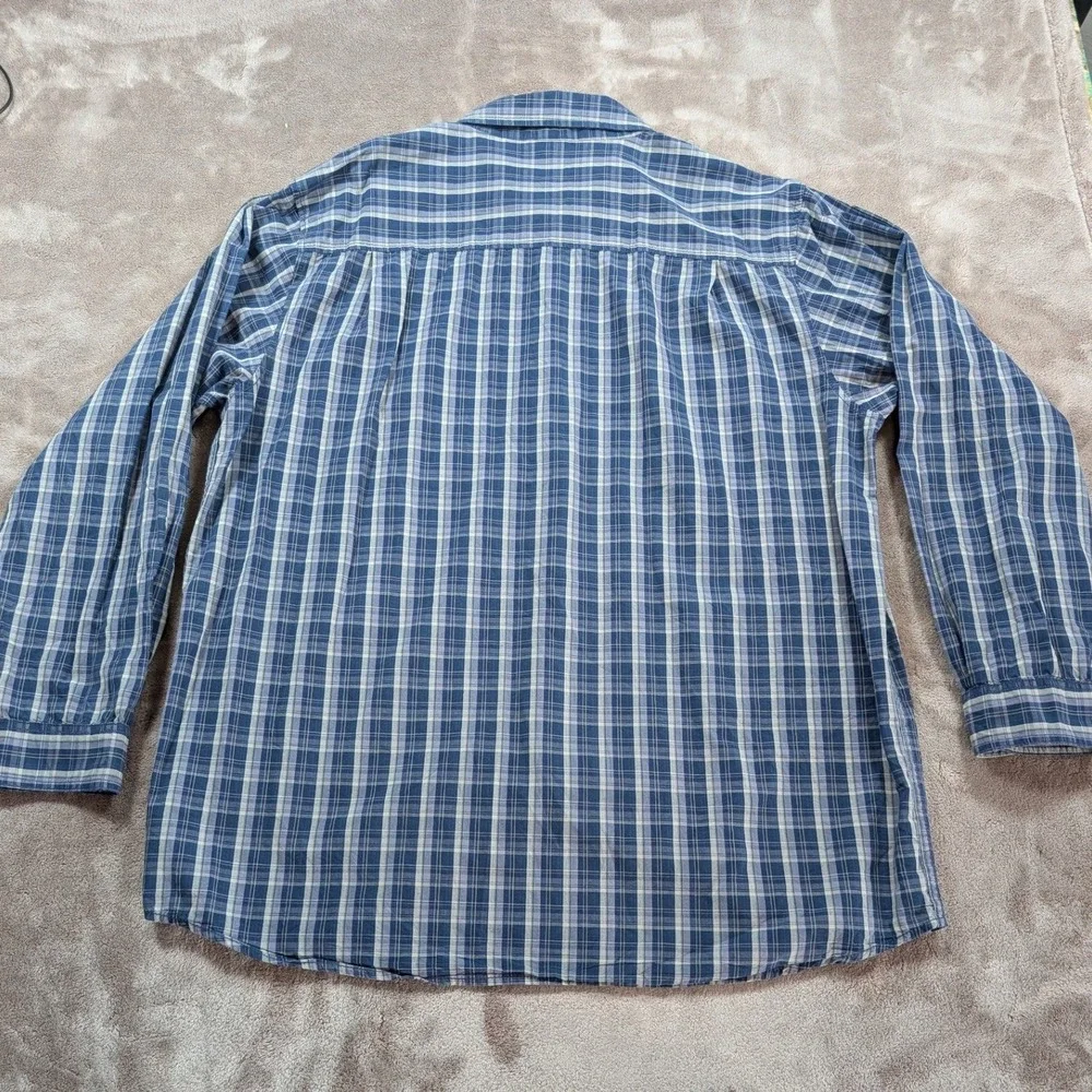 The North Face Button Up Shirt Mens XXL Blue Plaid Long Sleeve Chest Pocket
